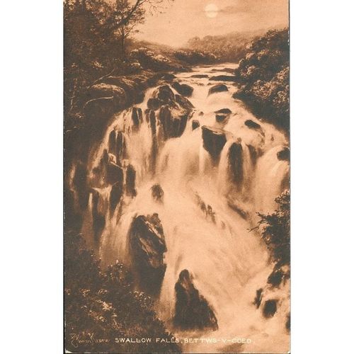 Vintage E.T.W. Dennis & Sons Ltd. Postcard - Swallow Falls, Betws-y-Coed, Wales
