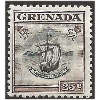 Grenada 1951 SG181 25c Black & Sepia Mounted Mint . .. .