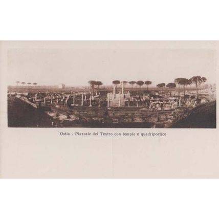 Ostia Italy Piazzale Del Teatro Con Tempio Portico Italian Rare Antique Postcard