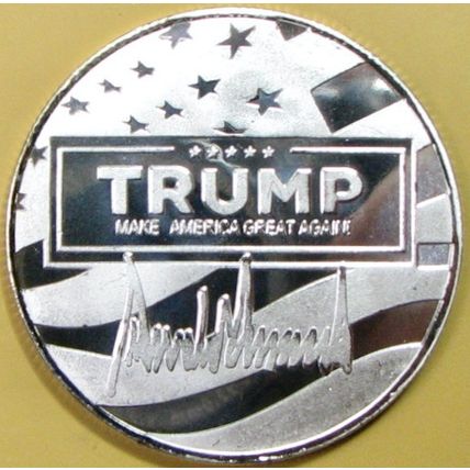 Donald Trump's Defiant Fist. Challenge Coin. 1.50" Silver Tone. 84b.