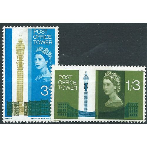 1965 Post Office Tower Phosphor Set SG679p-680p Mounted Mint.