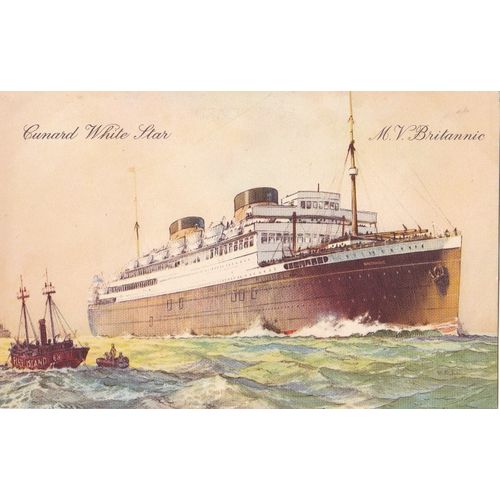 Artist Drawn White Star Line M.V. Britannic Ocean Liner Postcard (S11332)