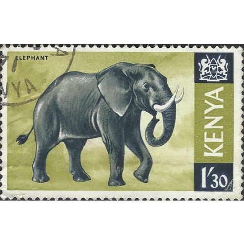 KENYA, MAMMAL, Elephant, Loxodonta africana, olive 1966, 1/30