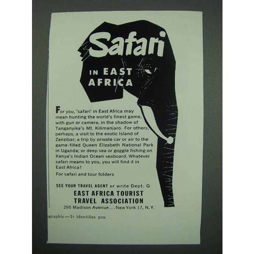 1957 East Africa Tourism Ad - Safari