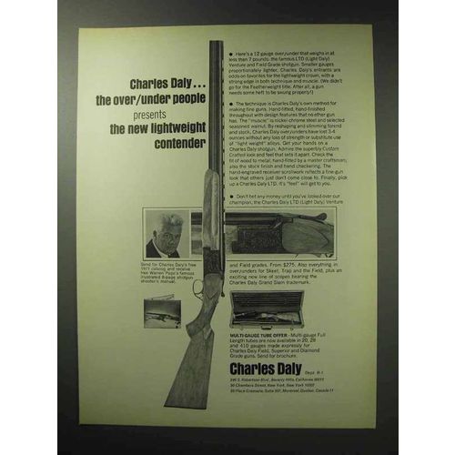 1971 Charles Daly LTD Shotgun Ad - Lightweight