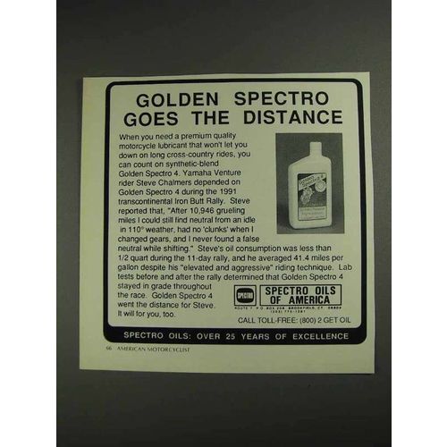 1992 Spectro Golden Spectro 4 Motor Oil Ad - Distance
