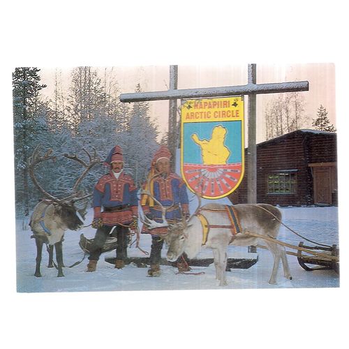 ARCTIC CIRCLE, SANTA CLAUS POST OFFICE, FINLAND unused vintage postcard (b) #