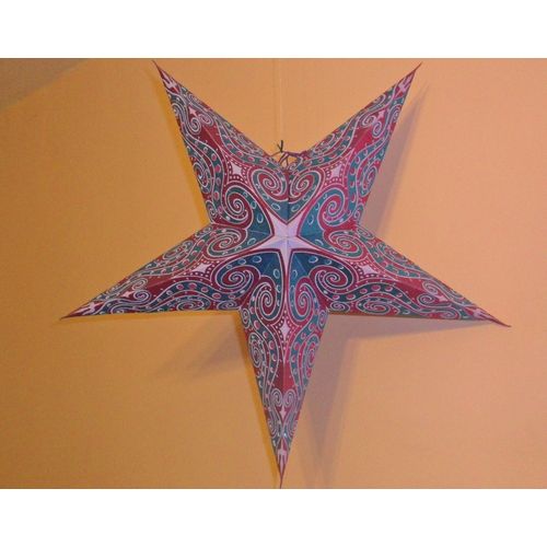 Weihnachtsstern, Papiersterne als Leuchtsterne, Ø60cm, türkis/pink,Adventsstern,