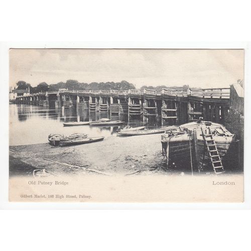 Old Putney Bridge Postcard London Local Publisher Gilbert Marlet