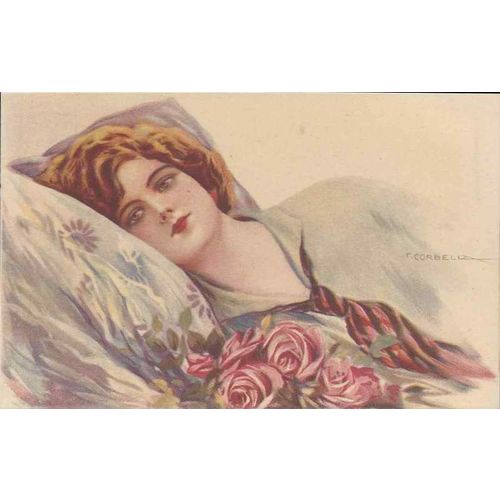 Glamour Lady ART Nouveau T Corbella Signed Artist 1920 MINT condition Italy (1)