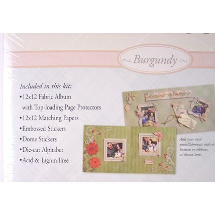 NIB Marcella by Kay 12 x 12 Burgundy Scrapbook Kit, Over 200 Pieces, $49.99