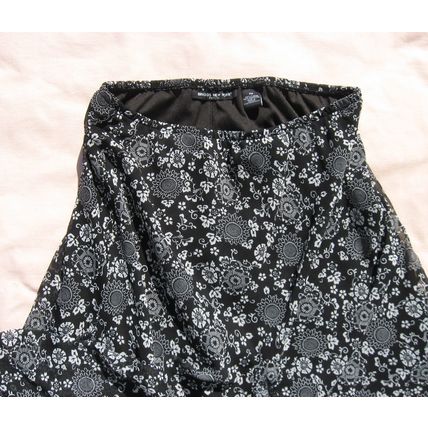 Womens Briggs New York Floral Skirt PM 30 Waist Black White Sheer Lining