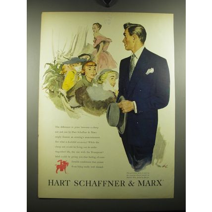 1949 Hart Schaffner & Marx Fashion Ad - The difference in price between a cheap