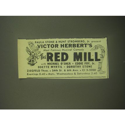 1945 The Red Mill Play Advertisement - Victor Herbert's Most Famous Musical