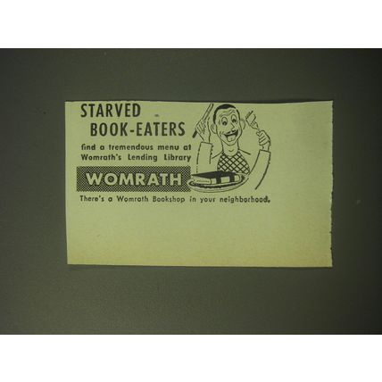 1948 Womrath Bookshop Ad - Starved Book-eaters