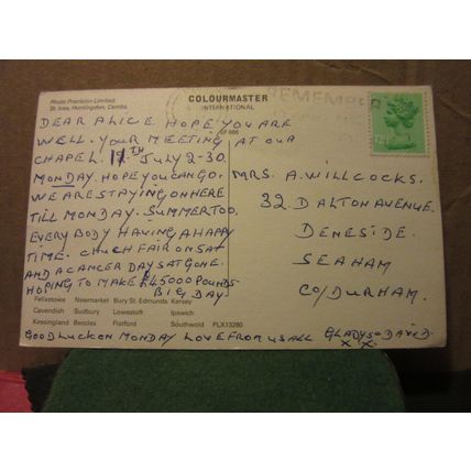 multiview, SUFFOLK county used postcard Colourmaster 1983 pm =