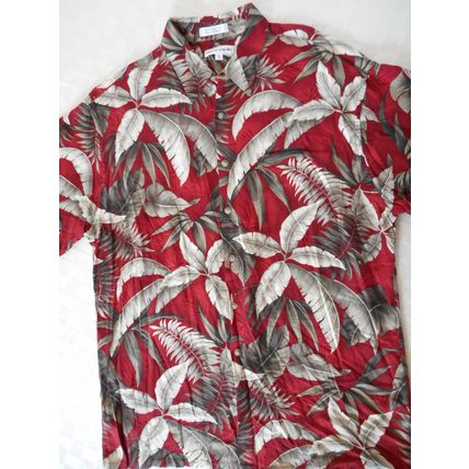 Hawaiian Shirt Pierre Cardin Men's Large Red Tropical