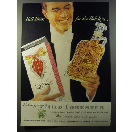 1953 Old Forester Whiskey Ad - Full dress for the holidays