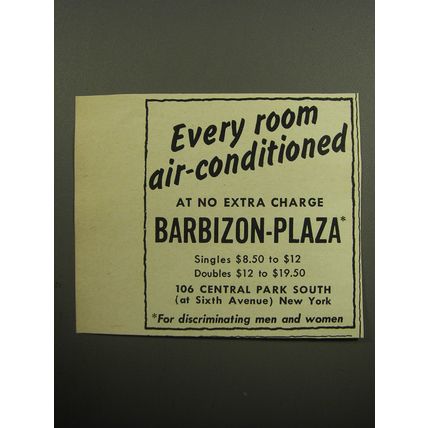 1957 Barbizon-Plaza Hotel Ad - Every room air-conditioned