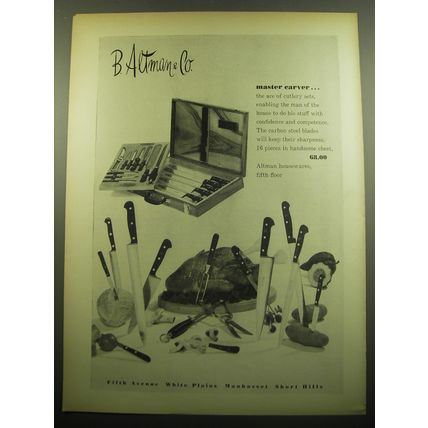 1958 B. Altman & Co. Cutlery Sets Ad - Master carver