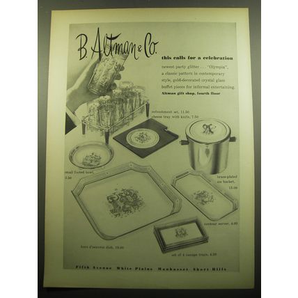 1958 B. Altman & Co. Olympia Glass Buffet Pieces Advertisement