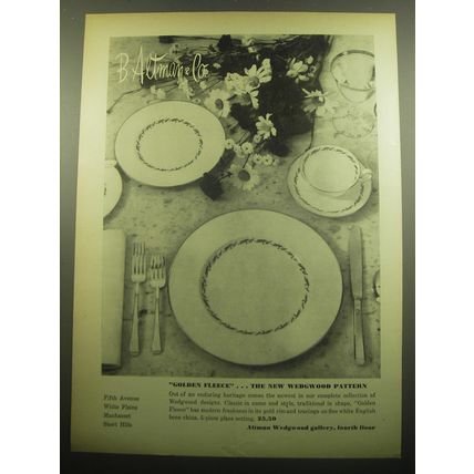 1958 B. Altman & Co. Wedgwood Golden Fleece China Advertisement
