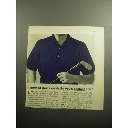 1958 Hathaway Aertex Shirts Ad - Imported Aertex - Hathaway's coolest shirt