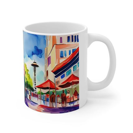 At the Cafe Space Needle Seattle Washington #17 Mug Ceramic Coffee Mug 11oz