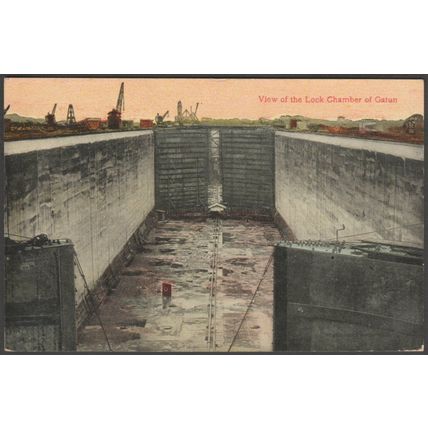 Lock Chamber, Gatun, Panama Canal, c.1920 - Postcard