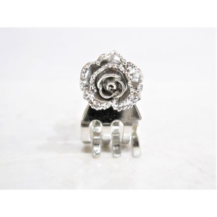 Tiny mini silver metal silver flower hair claw clip
