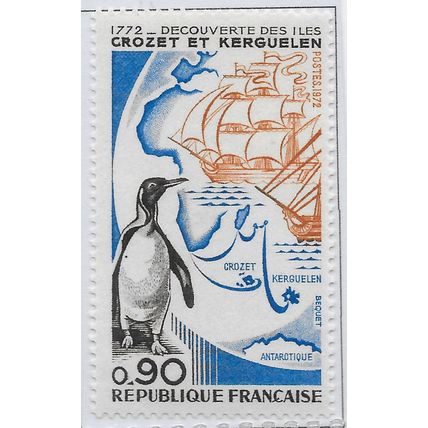 FRANCE 1972 MINT UNMOUNTED MNH CROZET FAAT KREGULEN DISCOVERY MAP SHIP PENGUIN