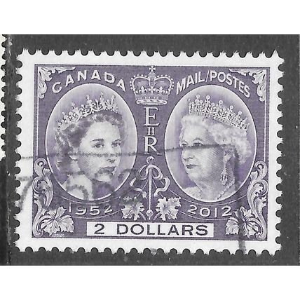 CANADA 2012 QUEEN ELIZABETH PLATINUM JUBILEE MAIL POSTES $2 TWO DOLLARS USED