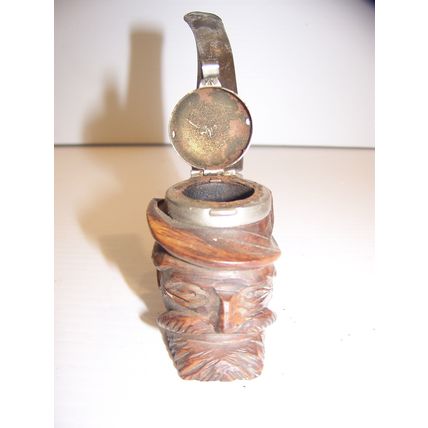 VINTAGE SMOKING PIPES SCHOWA GERMANY HAND CARVED MAN W/ WIND CAP + ISRAEL MADE