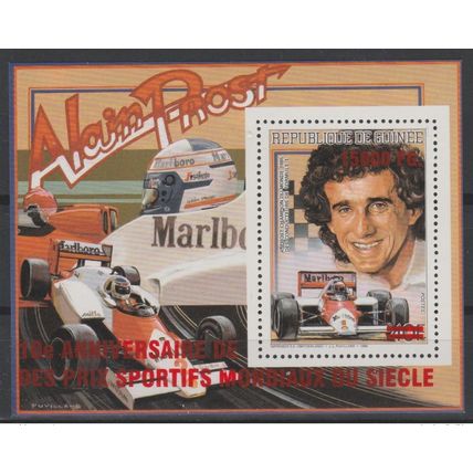 Guinée 2009 Mi. Bl 1716 Surchargé Formule 1 Alain Prost Marlboro Cigarettes