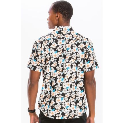 Mens Print Hawaiian Button Down Shirt