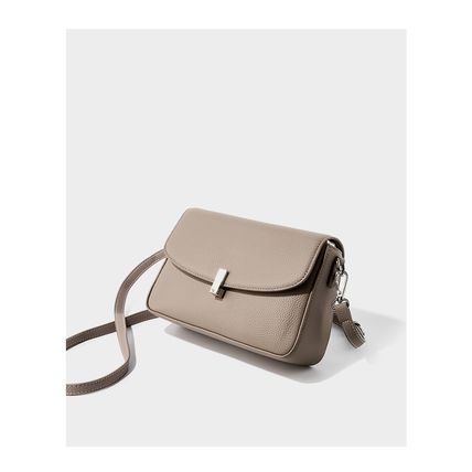 Ladies'Cowhide Shoulder Bag Tote Handbag Grey