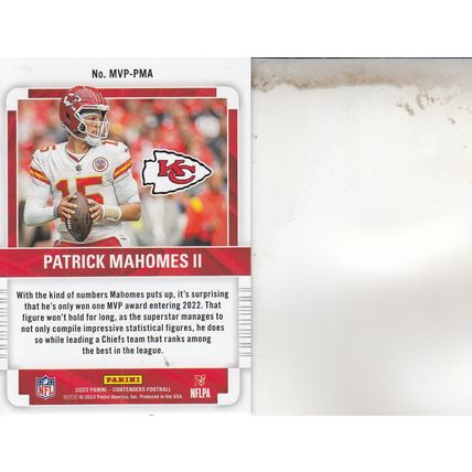 PATRICK MAHOMES II 2022 AUTOGRAPHED KANSAS CITY CHIEFS SUPER BOWL CHAMPION QB