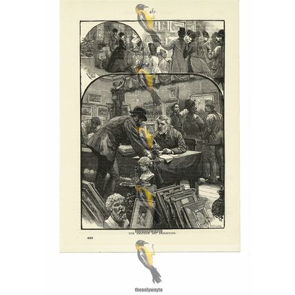Amateur Art Exhibition, Victorian Social History, Book Illustration (Print) 1884