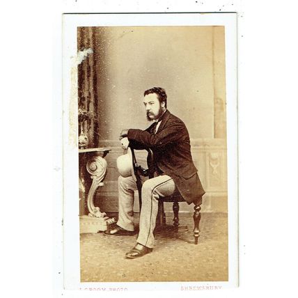 Victorian cdv photo man seated holding hat Shrwesbury photographer