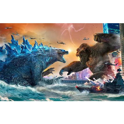 Photo Wallpaper King Kong Vs Godzilla, Wall Mural for Kids Room, Wall Decor