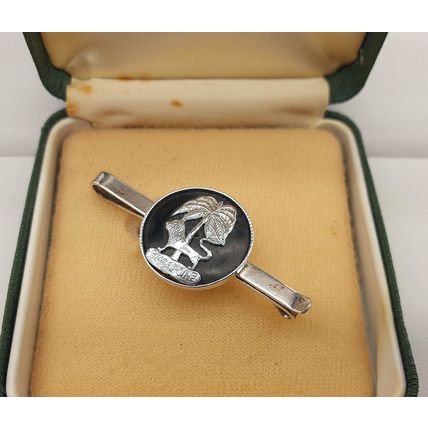 Mens Vintage 925 Sterling Silver Singapore Lion Tie Clip/Slide with Box