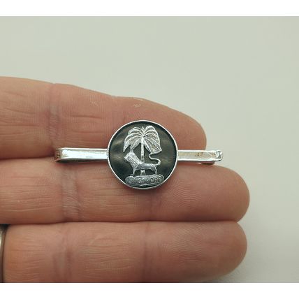 Mens Vintage 925 Sterling Silver Singapore Lion Tie Clip/Slide with Box