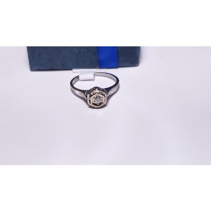 Antique 1930's .10ct Diamond Fancy top/sides 18Kt WG S-4.75 Engagement Ring22461