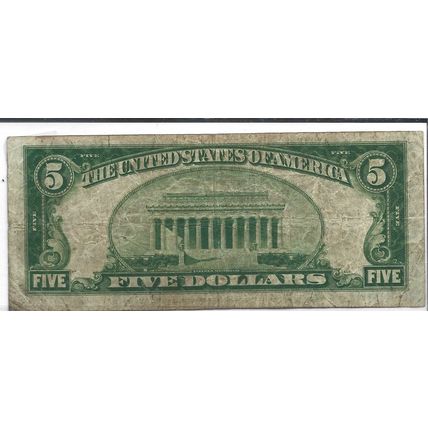 1934-A US green seal $5.00 fine