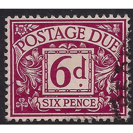 GB 1959 - 63 QE2 6d Purple Postage Due used Wmk 179 SG D63 ( F1129 )