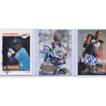 Autographed 3 Card Lot with Deion Sanders Signed