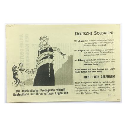 WW2 Soviet Air Drop Leaflet Illustrated by Boris Efimov. - Code 1126/1201.