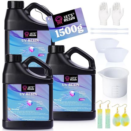 LET'S RESIN UV Resin, 1500G Odorless, Low Shrinkage, Clear Ultraviolet Epoxy Res