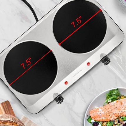 OVENTE Countertop Infrared Double Burner, 1500W Electric Hot Plate and Portable