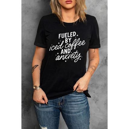 Black FUELED BY iced coffee AND anxiety Graphic Tee